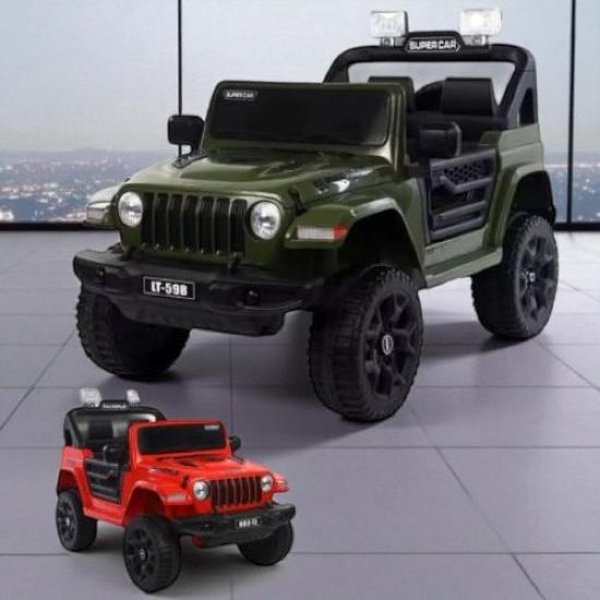 صورة جيب رانجلر عسكري للأطفال بـ كشافات علوية